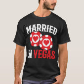 ラスベガス カジノ ハートチップス 結婚 新郎新婦 Tシャツ (正面)