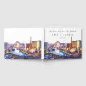 ラスベガス スカイライン 水彩 結婚式のゲストブック ゲストブック (全面)