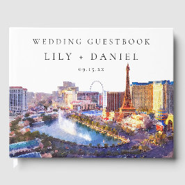 ラスベガス スカイライン 水彩 結婚式のゲストブック ゲストブック