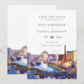 ラスベガス スカイライン 水彩 結婚式 先行案内 セーブザデート (正面/裏面)