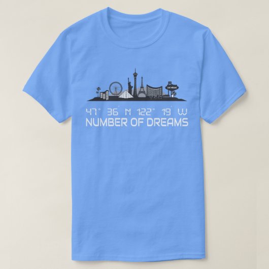 ラスベガス スカイライン GPS座標 夢の街 Tシャツ (デザイン正面)