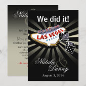 ラスベガス スターバースト ウェディング レセプション シルバー ブラック 招待状 (正面/裏面)