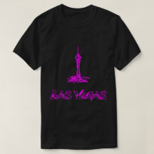 ラスベガス・ストラトスフィア・ネオンピンク・スケッチTシャツ