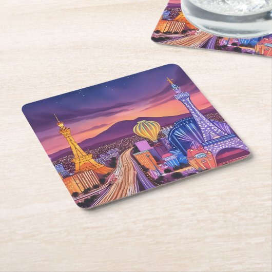 ラスベガス テーマ パーティーコースター スクエアペーパーコースター (アングル)