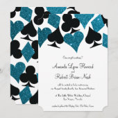 ラスベガス デスティニー マルイブルー グリッター ウェディング 招待状 (正面/裏面)