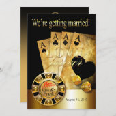 ラスベガス デラックス ウェディング | ゴールド ブラック 招待状 (正面/裏面)