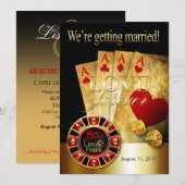 ラスベガス デラックス ウェディング | 赤 ゴールド 黒 招待状 (正面/裏面)