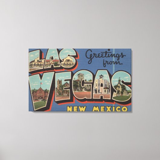 ラスベガス，ニューメキシコ – ラージ文字のシーン キャンバスプリント (正面)