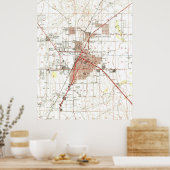 ラスベガス・ネバダのヴィンテージの地図（1952年） ポスター (キッチン)