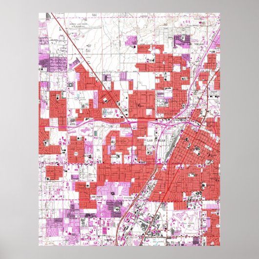 ラスベガス・ネバダのヴィンテージの地図（1967年） ポスター (正面)
