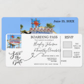 ラスベガス、ネバダ州での結婚式の搭乗券 招待状 (正面/裏面)