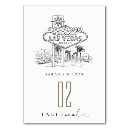 ラスベガス ネバダ州 スケッチ 風景 結婚式 テーブルナンバー (正面)