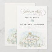 ラスベガス ネバダ州 水彩風景 結婚式 セーブザデート (正面/裏面)