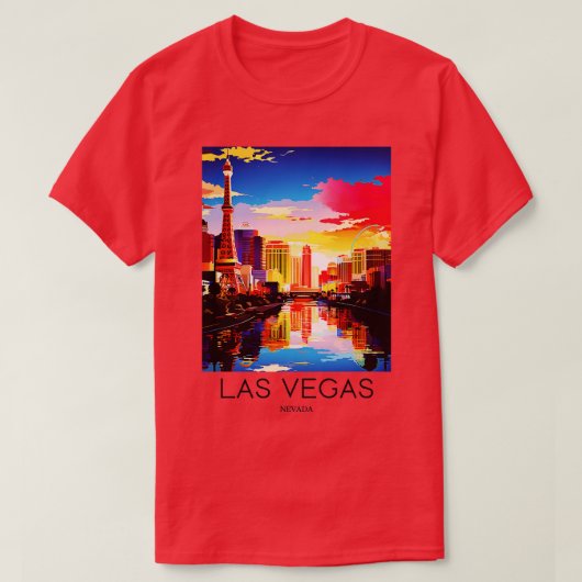 ラスベガス・ネバダ米のアート旅行プリント Tシャツ (デザイン正面)
