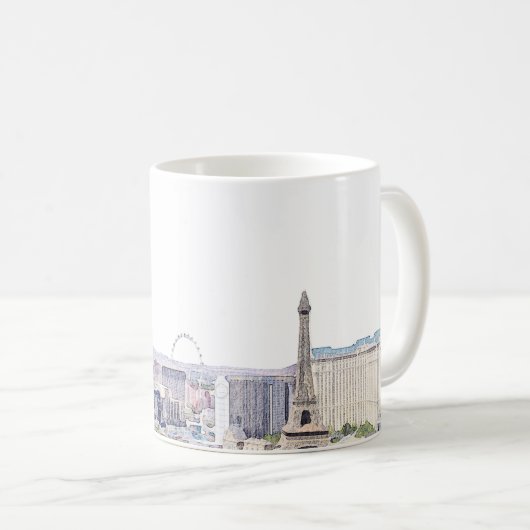 ラスベガス・ネバダ結婚スカイラインの名前 コーヒーマグカップ (正面右)