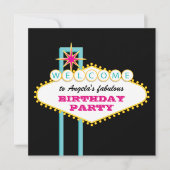 ラスベガス パーティ ピンク サイン 招待状 (正面)