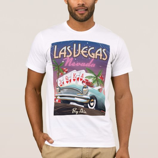 ラスベガス ビンテージ スタイル 旅行ポスター Tシャツ (正面)