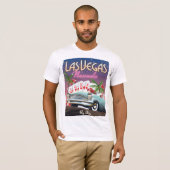 ラスベガス ビンテージ スタイル 旅行ポスター Tシャツ (正面フル)