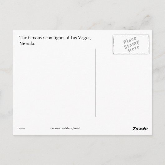 ラスベガス・ブロードウェイの夜 ポストカード (裏面)