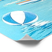 ラスベガス、プールのそばの女性、ヴィンテージ、旅行 ポスター (角)