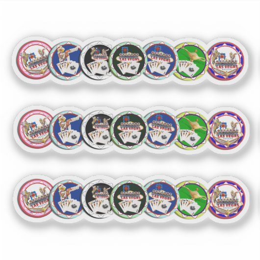 ラスベガス ポーカー チップの列 シール (正面)