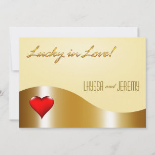 ラスベガス·ラッキー·イン·ラ結婚ブズ·金ゴールド/サンド 招待状