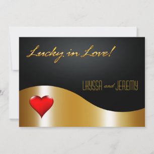 ラスベガス·ラッキー·イン·ラ結婚ブズ·金ゴールド/ブラック 招待状