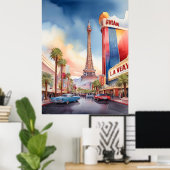 ラスベガス 水彩画 ポスター (ホームオフィス)