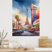 ラスベガス 水彩画 ポスター (キッチン)