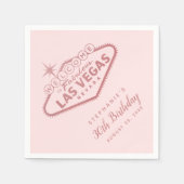 ラスベガス 誕生日 サイン ローズゴールド ピンク パーティー スタンダードカクテルナプキン (正面)