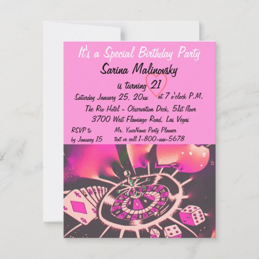 ラスベガス 21歳の誕生日パーティー 招待状 (正面)