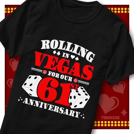 ラスベガス 61周年記念 ダイスを振るカップル Tシャツ