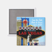 ラスベガスMで新郎新婦結婚の日付を保存する マグネット (正面/裏面)