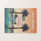 ラスベガスNVウェルカムサインサンセットヴィンテージ旅行 ジグソーパズル (横)