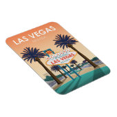 ラスベガスNVウェルカムサインサンセットヴィンテージ旅行 マグネット (右側)