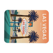 ラスベガスNVウェルカムサインサンセットヴィンテージ旅行 マグネット (横)