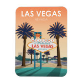 ラスベガスNVウェルカムサインサンセットヴィンテージ旅行 マグネット (縦)