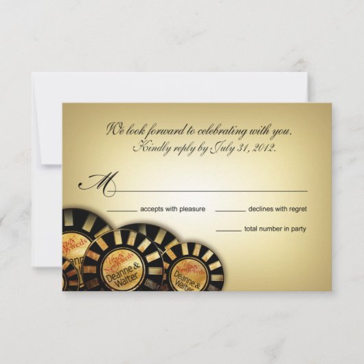 ラスベガスRSVP (4uを個人化するために私に連絡して下さい) 出欠カード (正面)