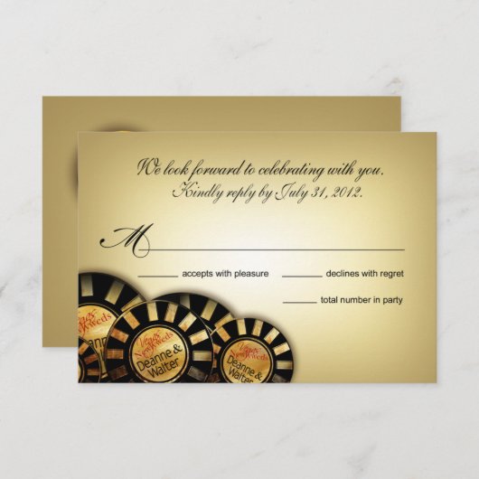 ラスベガスRSVP (4uを個人化するために私に連絡して下さい) 出欠カード (正面/裏面)