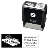 ラスベガスSign 2.15インチx 0.78インチカスタムアドレススタンプ セルフインキングスタンプ (インサイチュ)