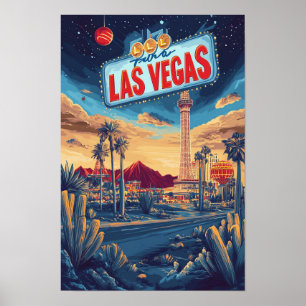 ラスベガスUSAアートヴィンテージイラストレーション旅行 ポスター