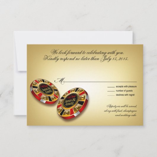 ラスベガスVIP RSVPの応答|の赤 招待状 (正面)