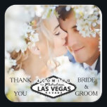 ラスベガ結婚スのカスタム写真 スクエアシール<br><div class="desc">このラスベガスの結婚お感謝してい客様の写真と文字を使用してシールをカスタマイズする。完全にカスタマイズ可能</div>