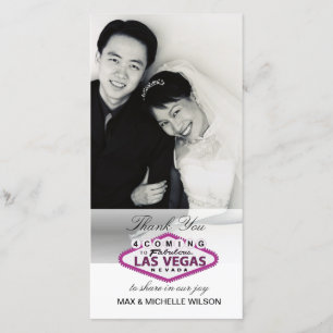 ラスベガ結婚スの写真カード(ピンク) サンキューカード
