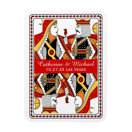 ラスベガ遊スのカードキング&クイーンが日付を保存 マグネット (縦)