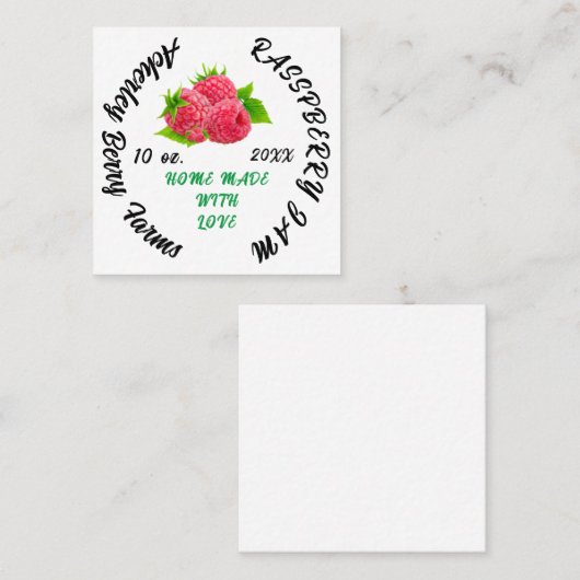 ラスベリージャムパーソナライズされたプクラシックレザーズ スクエア名刺 (正面/裏面)