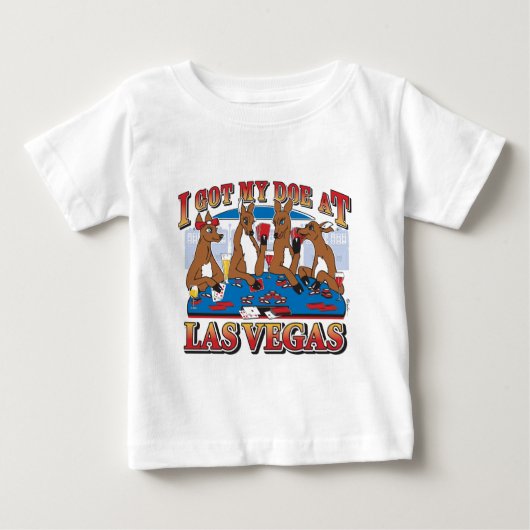 ラスベ得ガスで雌鹿を捕まえた ベビーTシャツ (正面)