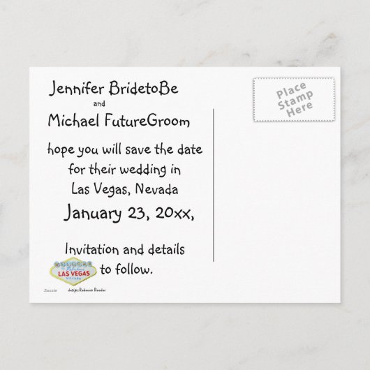 ラスベ救ガスの通路を歩いて日付 案内ポストカード (裏面)