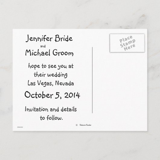 ラスベ結婚ガス救の日付:通路を歩いて行く 案内ポストカード (裏面)