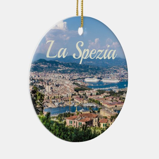 ラスペツィアチンクテッレリグーリアイタリアパノラマギフト セラミックオーナメント (右)